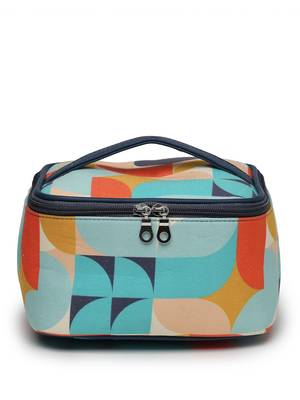 peppy navy & multi abstract printed polycotton small travel accessory bag 3