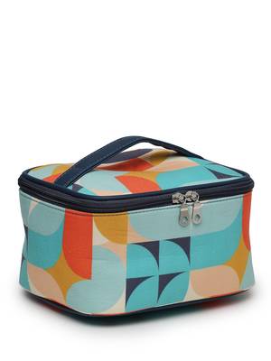 peppy navy & multi abstract printed polycotton small travel accessory bag 4