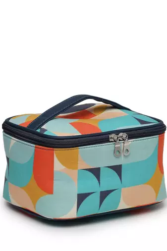 peppy navy & multi abstract printed polycotton small travel accessory bag