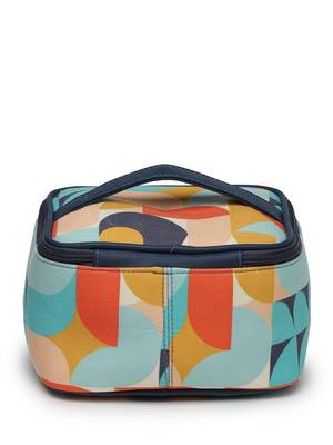 peppy navy & multi abstract printed polycotton small travel accessory bag 5