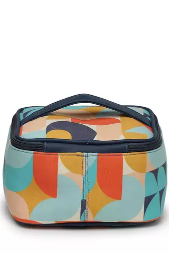 peppy navy & multi abstract printed polycotton small travel accessory bag