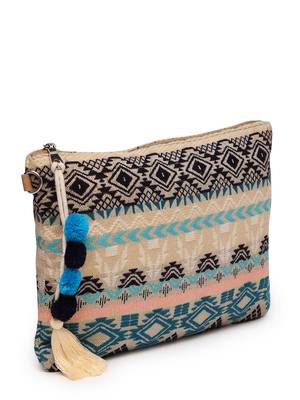 tribal natural, ocean blue & multi tribal cotton jacquard sling bag 5