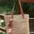 boho coral & multi chevron self design cotton acrylic tote bag