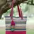 eco- friendly magenta & multi striped jacquard cotton canvas tote bag