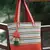 eco- friendly rust & multi striped jacquard cotton canvas tote bag