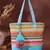 eco- friendly sky blue & multi striped jacquard cotton canvas tote bag