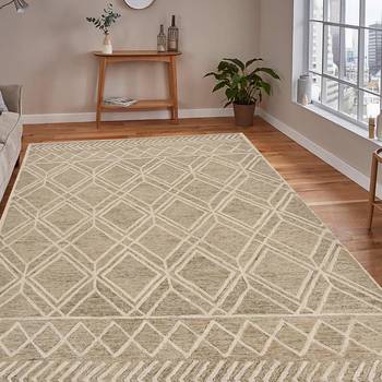 handmade wool rug, 8x10 feet, anti-skid backing carpet ideal for bedroom living room dining room, saraswati global rug. 1