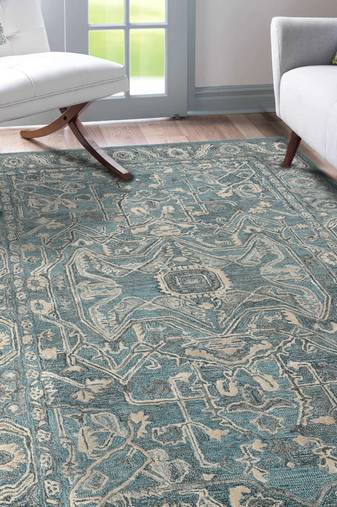 Saraswati global handmade wool modern rug, 8x10 feet area rug, ideal for bedroom, living room, anti slip backing carpet.