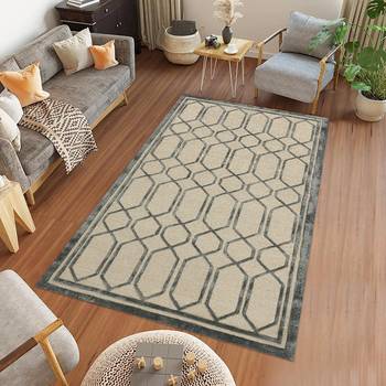 Saraswati global wool area rug, luxurius rug, 4x6  anti slip baking carpet, modern rug, ideal for bedroom, living room. 1