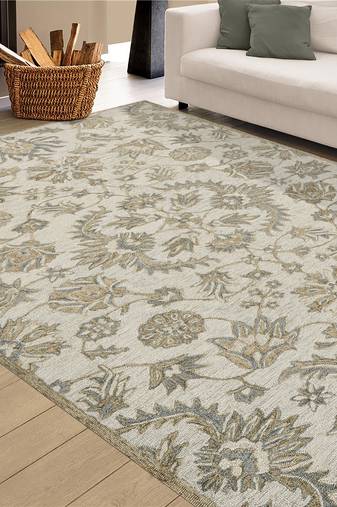 Saraswati global  handmade area rug 5x8 feet, premium wool,  anti slip backing carpet, ideal for bedroom, living room.