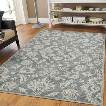 saraswati global luxury handcrafted floral  area rug, 8x10 wool anti-skid backing carpet ideal for bedroom living room. 1