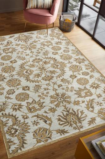 Saraswati global rug premium  wool rug, 5x8 handmade area rug, anti slip backing carpet, ideal for bedroom, living room.