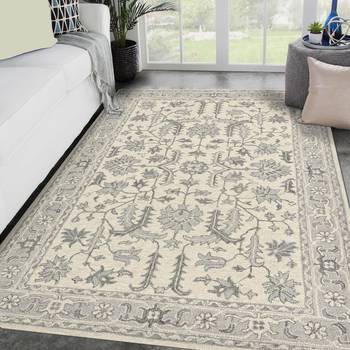 Saraswati global handmade area rug 4x6 feet, premium wool, anti-skid  anti slip backing carpet for bedroom, living room. 1