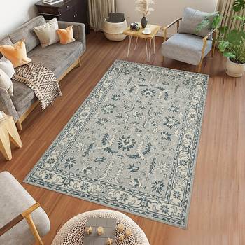 Saraswati global  wool area rug, 4x6 feet, luxurius rug, ideal for bedroom, living room, rug anti slip backing carpet. 1