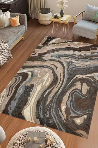 Saraswati global wool area rug 6x9 feet anti slip baking carpet modern rug ideal for bedroom living room and dining room