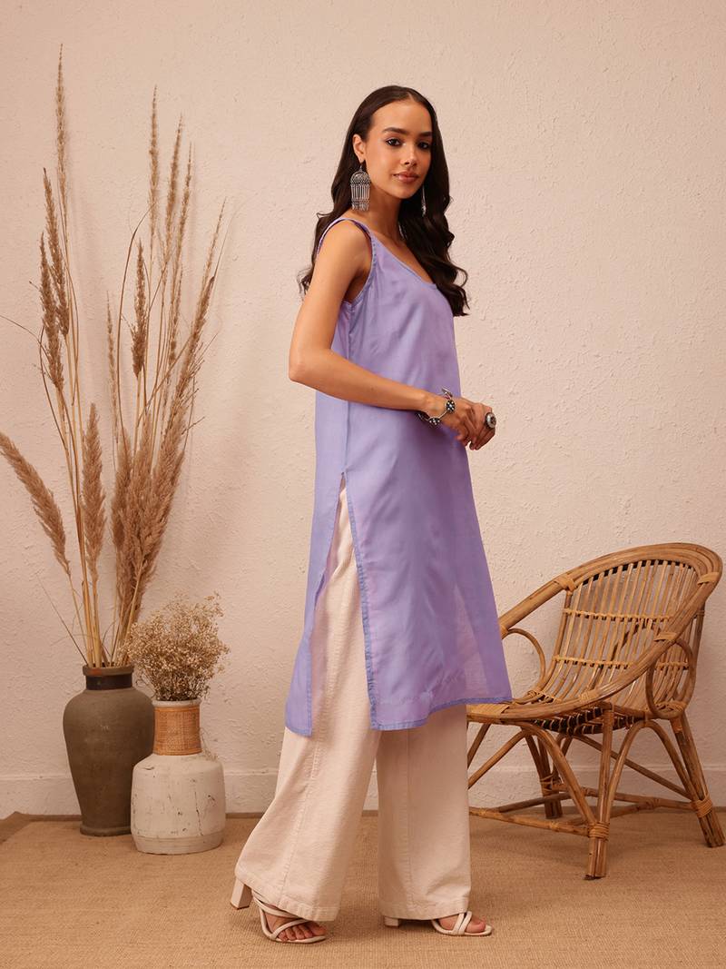 Georgette Mauve Chikankari Kurta Set