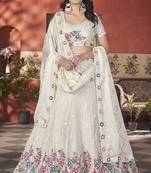 Fetching White Thread & Sequins Embroidery Heavy Chonnon Indian Party Lehenga Choli Dress