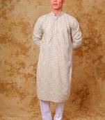 zari work ivory kurta with trouser pajama