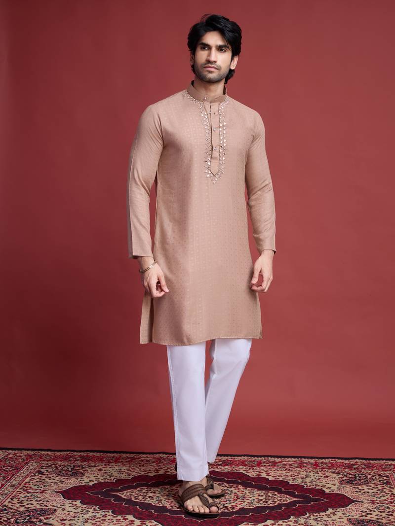Grey viscose mirror work wedding function festival marriage party wear straight kurta