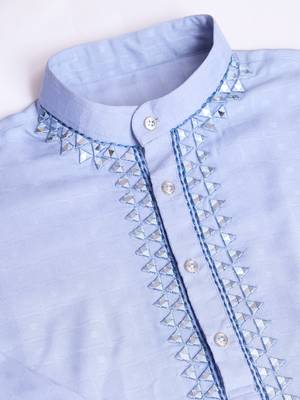 Sky blue viscose mirror work wedding function festival marriage party wear straight kurta 10