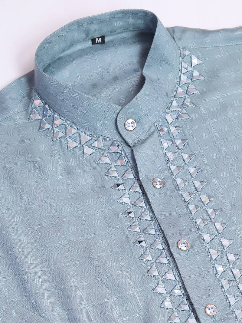 Pista viscose mirror work wedding function festival marriage party wear straight kurta