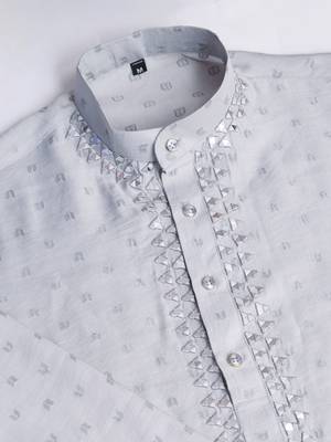 Beige viscose mirror work wedding function festival marriage party wear straight kurta 10