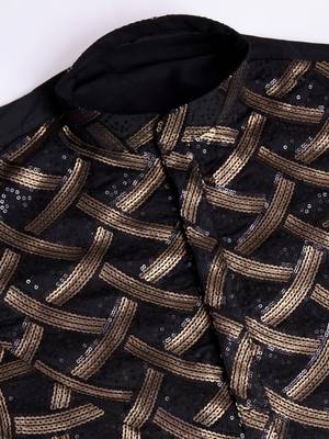 Black silk thread and sequins embroidered work wedding function festival marriage party wear straight kurta 10
