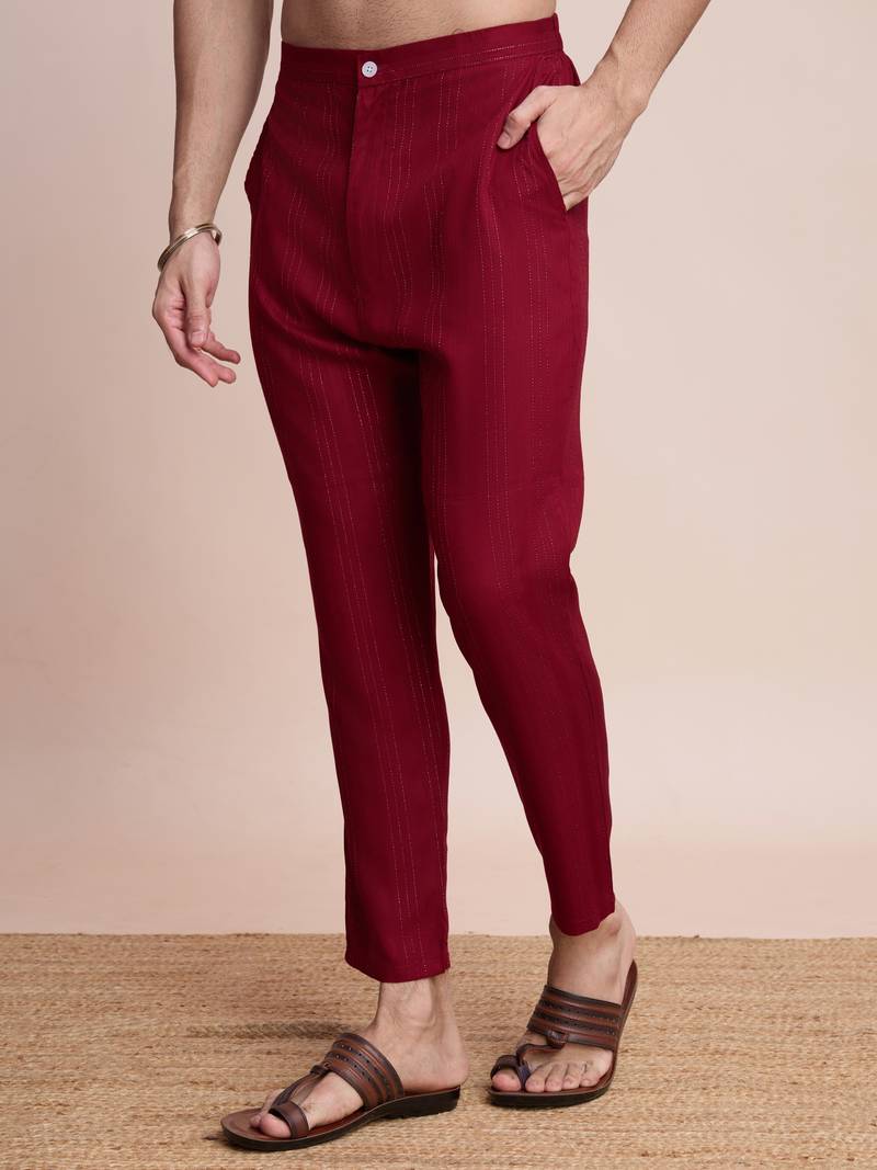 Maroon viscose jari weaving mirror work wedding function festival marriage party wear straight kurta pant dupatta