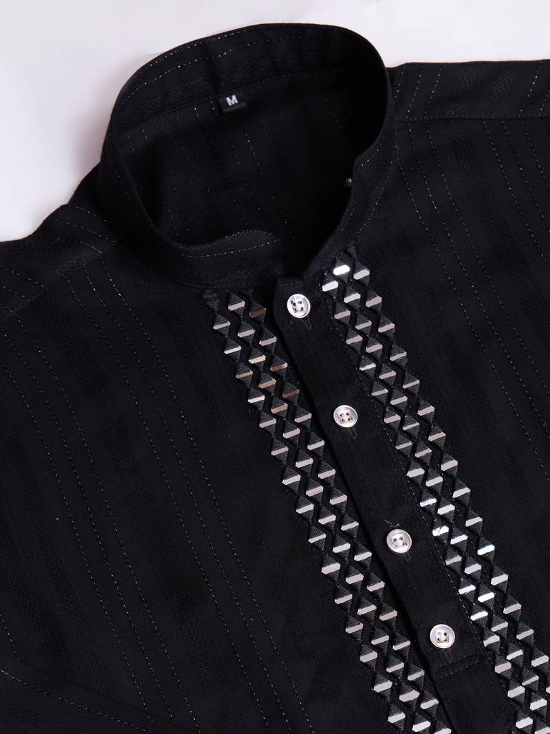 Black viscose jari weaving mirror work wedding function festival marriage party wear straight kurta pant dupatta