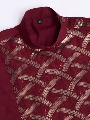 maroon silk thread and sequins embroidered straight kurta 9
