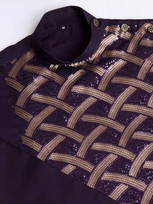 purple silk thread and sequins embroidered straight kurta 10