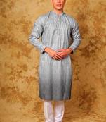 zari work grey kurta with trouser pajama