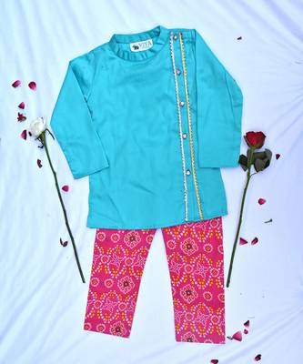 Boys blue and pink traditional kurta payjama set 1