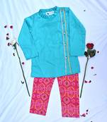 Boys blue and pink traditional kurta payjama set