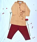 Boys gold  and maroon traditional kurta payjama set