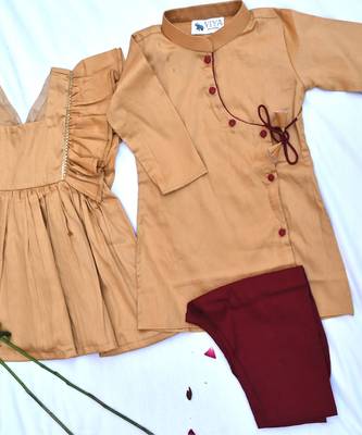 Boys gold  and maroon traditional kurta payjama set 2