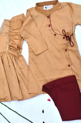 Boys gold  and maroon traditional kurta payjama set
