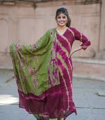 Pure tie and dye cotton straight kurta set