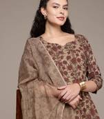 Pure cotton hand block printed straight kurta with cotton printed pants with kota doriya printed dupatta set