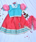 Traditional pink & blue girls lehenga