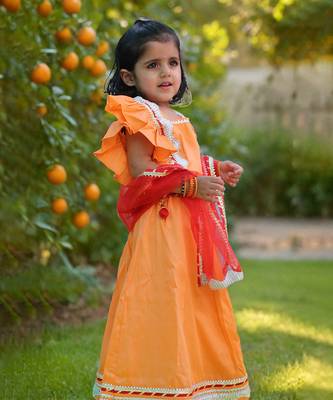 Orange and red lehenga 1