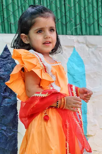 Orange and red lehenga