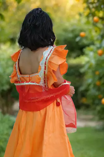 Orange and red lehenga