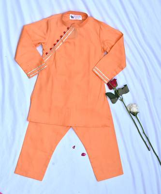 Peach coloured boys kurta payjama set 1