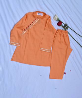 Peach coloured boys kurta payjama set 3