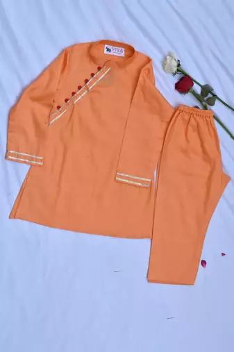 Peach coloured boys kurta payjama set