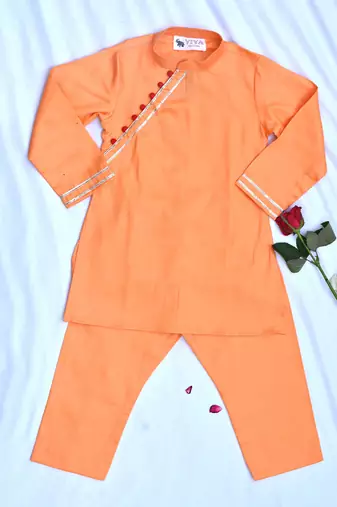 Peach coloured boys kurta payjama set