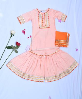 Peach girls sharara with orange dupatta 1