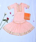 Peach girls sharara with orange dupatta