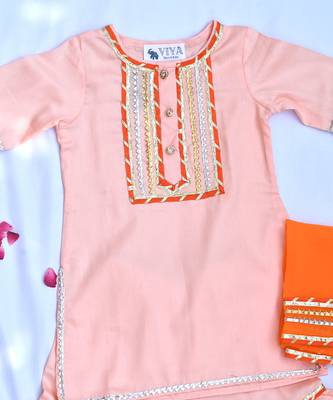 Peach girls sharara with orange dupatta 3